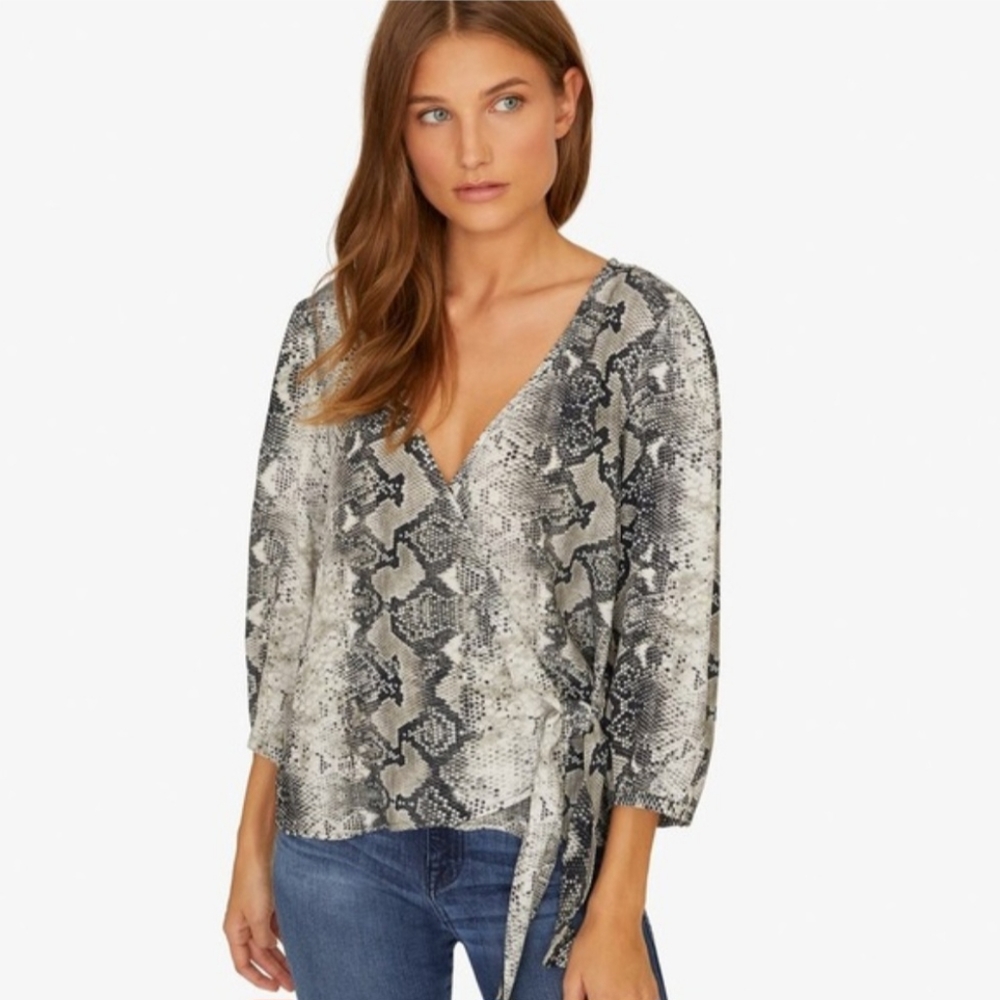 Sanctuary Snakeskin Wrap Blouse